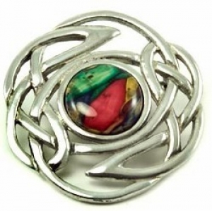 Celtic Knot Brooch with Unique Heathergem HB58